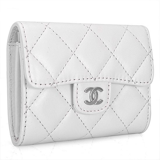 High Quality Chanel Lambskin Medium Wallets A31505 White